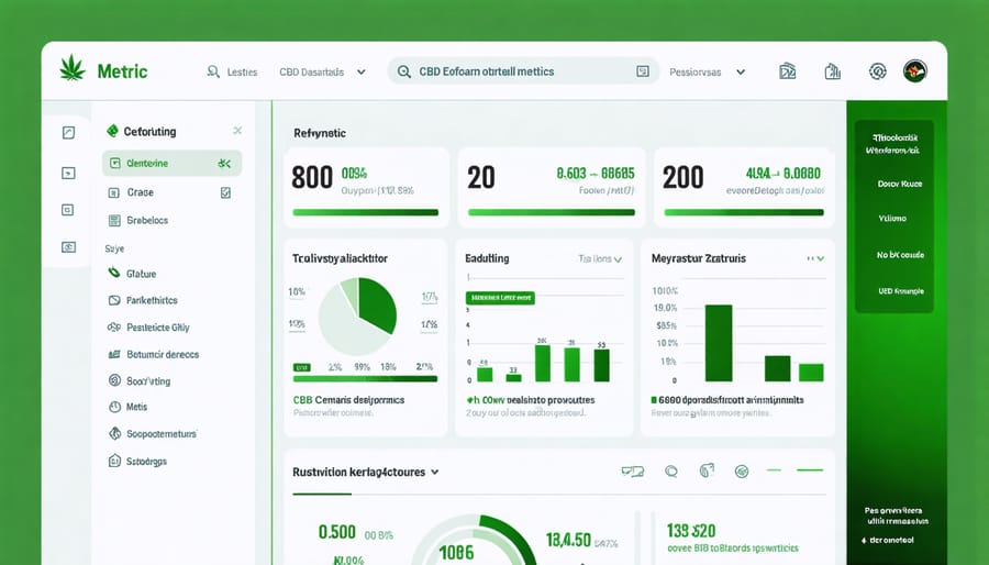 Marketing analytics dashboard displaying CBD campaign performance metrics